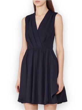 Reiss Electra Night Navy Blue Sleeveless Wrap Dress